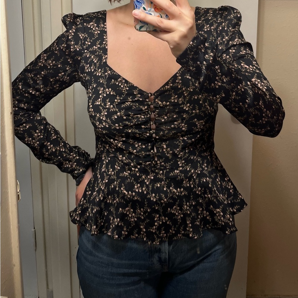 Jonathan Simkhai Black and Pink Floral Top
